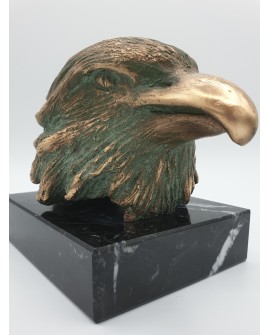 Eagle in lost wax bronze and marble base