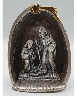 Christmas Nativity scene in silver-plated alloy NT17