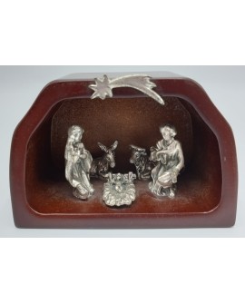 Christmas Nativity scene in alloy and wood NT19